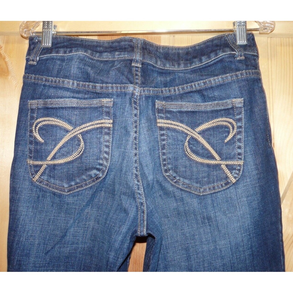 Chicos Platinum Jeans Womens 0.5 Short Straight Dark Wash Denim Embroidered